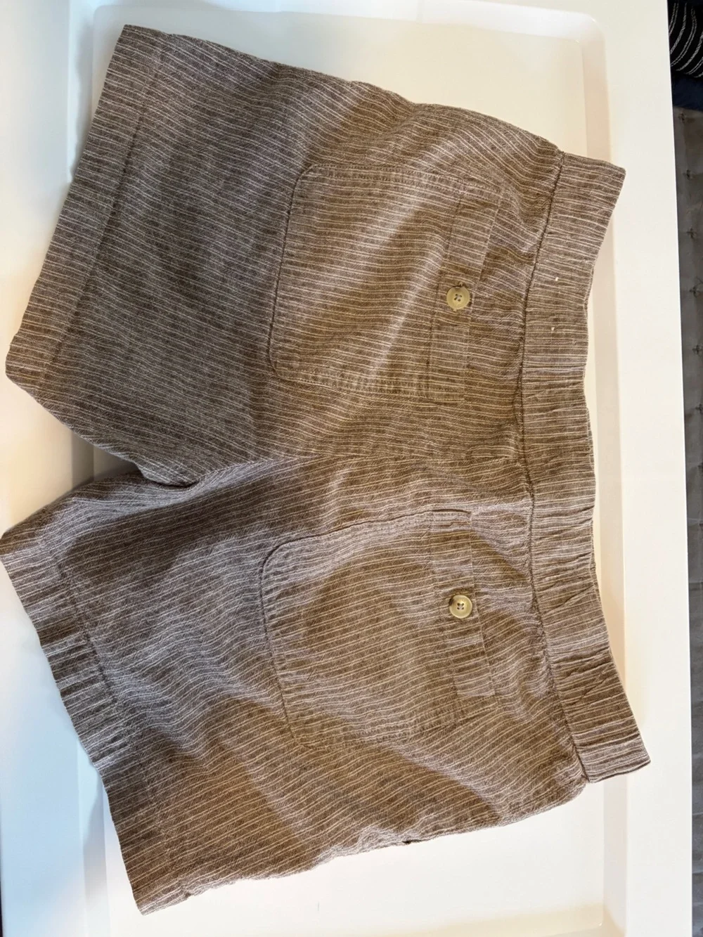 Liz Claiborne Brown Striped Linen-Blend Bermuda Shorts